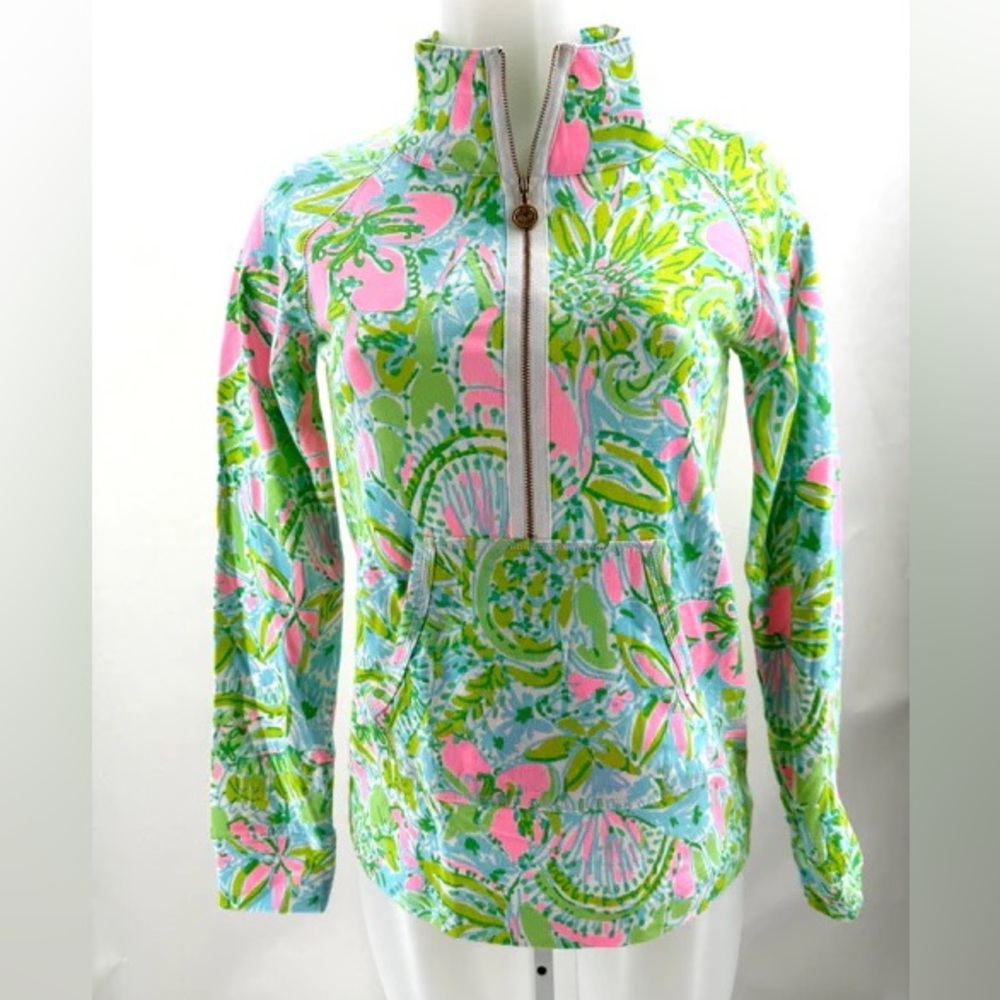 LILLY PULITZER Skipper Popover Coconut Jungle Zip Sweatshirt XS 0 2 4 NWT Small